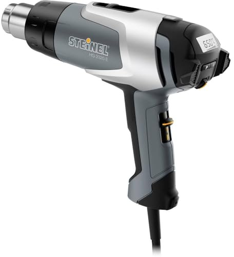 Steinel HG 2320 E Bilreparationssats, varmluftspistol inklusive förbrukningsmaterial och munstycken, LCD-display, 650 °C, 2300 W, 220 V, svart-grå