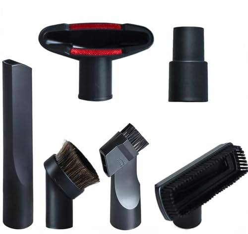 GIBTOOL Vacuum Attachments Accessories Cleaning Kit Brush Nozzle Crevice Tool for 1 1/4 inch & 1 3/8 inch Standard Hose 6pcs