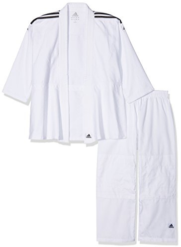 Adidas Anzug Judo Uniform Club- Kimono da Judo, Brillante Nero/Bianco, 160