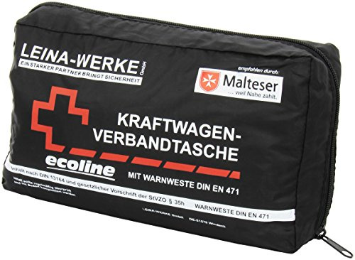 Leina Werke Trousse de Secours - 11062 Compact Ecoline avec Gilet et Velcro Noir/Rouge Blanc