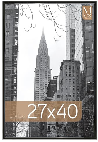 MCS Trendsetter Movie Poster Frame 27x40 Black High-Gloss, Vertical & Horizontal Wall Hanging Large Picture Frame for Photos, Artwork & Custom Posters (1-Pack)