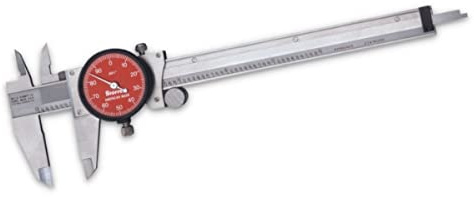 Starrett Starrett 120 Series Stainless Steel Dial Caliper with Lock Screw and Fitted Plastic Case - Red Face, 0-6 Range, .001 Graduation, .001 Accuracy - R120A-6