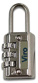 Viro | Lucchetto per valigie e armadietti a Combinazione Variabile con 3 Combinatori, Base 30mm, Nero Cromato