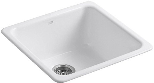 KOHLER K-6587-0 Iron/Tones Self-Rimming Undercounter Kitchen Sink, White