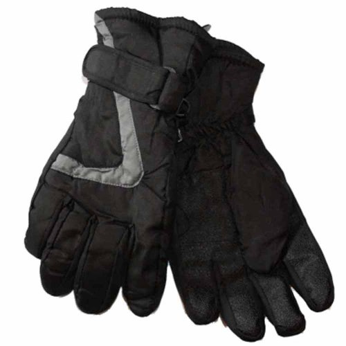 Kids Ski Thinsulate Thermal Lined Warm Winter Snow Gloves - Black-Grey - 12-13 Years