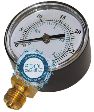 Duraol Manomètre pour Filtre à Sable I Manomètre à air comprimé 1/4 Ø 50 mm en Plastique I Manomètre pour Piscine avec raccord arrière I Indicateur de Pression d’Eau de 0 à 3,0 Bars