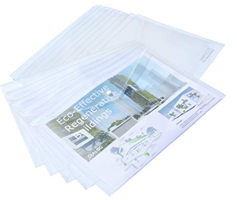 Rapesco 1042 ECO Dokumentenmappe mit Druckknopf, A3, Transparent, 5 Stück | Transparent