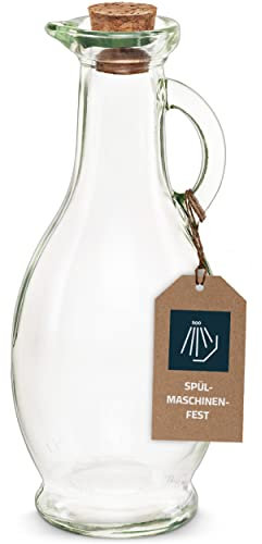 Bottiglia di vetro vuota/bottiglia di olio da riempire, caraffa da 250 ml con tappo di sughero, per olio, aceto, vino, liquori con i pasti o panna e latte con il caffè