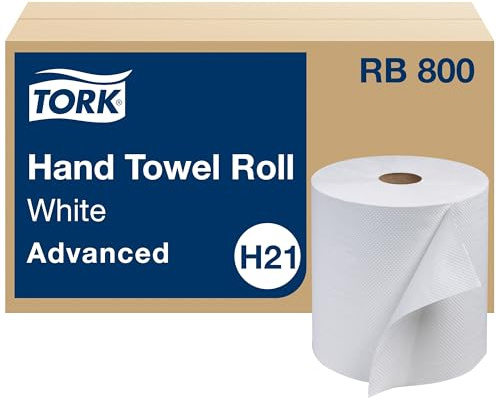 Tork Paper Hand Towel Roll White H21, Advanced, 100% Recycled Fiber, 6 rolls x 800 ft, RB800