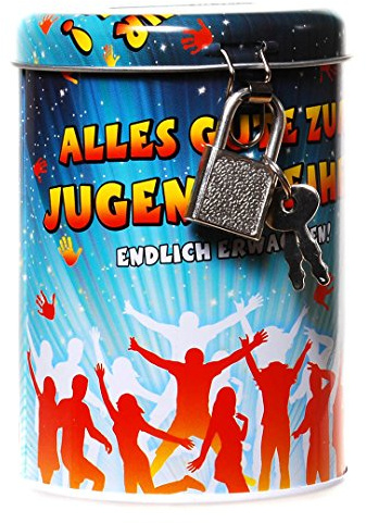 1 Spardose Jugendweihe Metall Dose rund