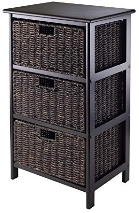 Winsome Omaha Home Storage Rack with 3 Baskets, Stackable Storage Bins for Home Organizing, Functional Furniture for Bedroom, Living Room, Office, Entryway