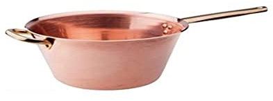 Pentole Agnelli ALCU16524 Glatter Kupferkessel für Polenta ohne Verzinnen mit Rohrrohr und Messinggriff, 24 cm