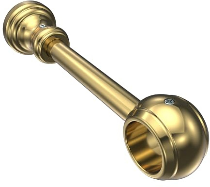 INTERDECO Gardinenstangen Träger und Wandhalter, aus Kunststoff, Messing-farbig, Halterung für Vorhangstangen 28 mm, Abstand 17 cm, kürzbar, zur Wand- und Deckenmontage, Typ 1128202