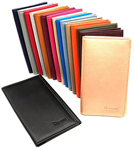 Charmoni - Porte Papiers Voiture - Forme 3 Volets - Pochette Permis De Conduire la Carte Grise Assurance Carte d'identité - Cuir - 14,5x9cm (LS Noir)