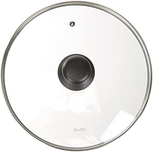 IBILI 970726 Couvercle en verre - Argent ventilé en acier inoxydable - Transparent 26,9 x 26,9 x 6,8 cm