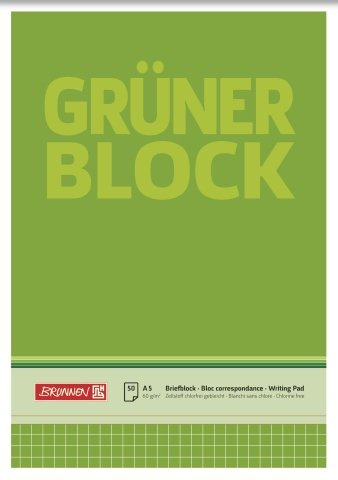 10X BRUNNEN Briefblock A5 60g Grün kariert