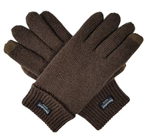 BRUCERIVER Uomo Maglia di lana Guanti puri con Rivestimento Taglia S/M (Brown Touchscreen)