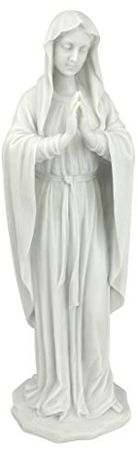 Design Toscano La Sainte Vierge Marie Statue, Petit 30.5 cm Figurine, résine de marbre, blanc