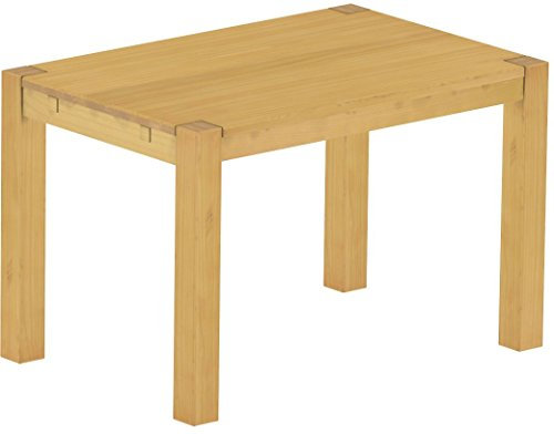 Esstisch Rio Kanto 120x80 cm Eiche hell Pinie Massivholz Größe und Farbe wählbar Esszimmertisch Küchentisch Holztisch Echtholz vorgerichtet für Ansteckplatten Tisch ausziehbar Brasilmöbel