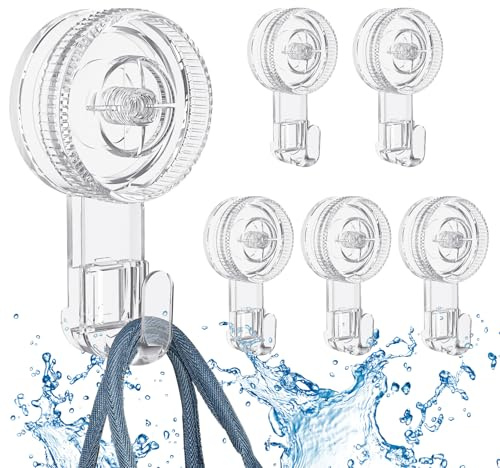 Quntis 6Pack Saugnapf Haken Ohne Bohren Saughaken Extra Stark 5KG Blastbar Kombination aus Kleber Vakuum Wasserdicht für Fenster Bad Küche Transparent | Kombination aus Kleber Vakuum Wasserdicht für Fenster Bad Küche Badezimmer Wasserdicht Transparent