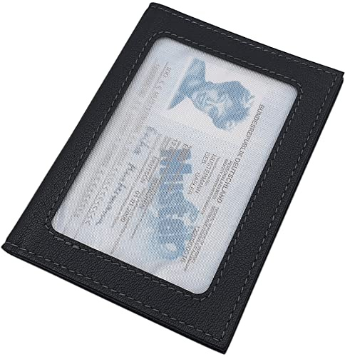 myledershop Büffelleder Ausweisetui/Ausweistasche/Ausweishülle/Kreditkartenetui/Visitenkartenetui/Kartenetui MJ-Design-Germany mit RFID & NFC Schutz (Schwarz)