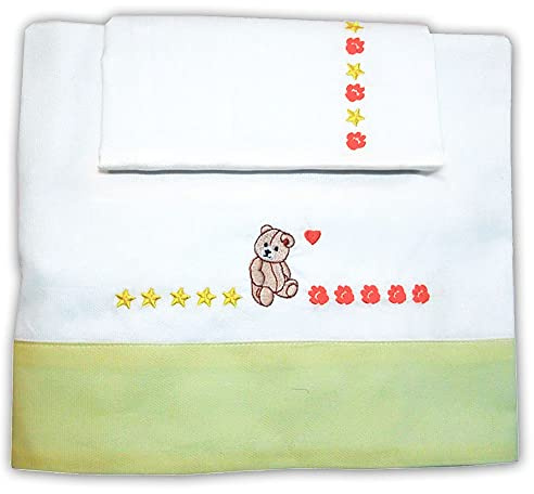 Zigozago - 3-teiliges Baby Bettwäsche Komplett Set Kleiner Bär; 100% Baumwolle, handgefertigt; Größe: Kleines Bett 110 x 140 cm; Farbe: Gelb