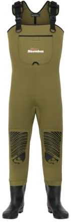Snowbee Classic Neoprene Chest Waders with Cleated Sole PVC Boots, Reinforced Knees & Front Pouch for Fly Fishing & River Wading - Size 11