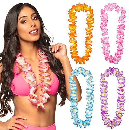 Boland 52412 - Hawaiikette Olulu, farblich sortiert, Blumen-Halskette, Strandfest, Sommerfest, Accessoire, Karneval,Mottoparty, Kostüm