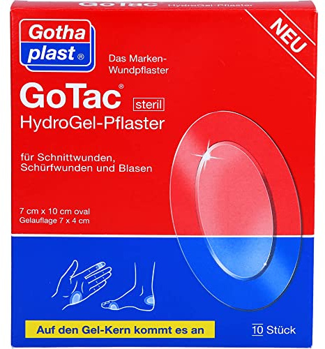 GoTac HydroGel-Pflaster 7 x 10 cm steril, 10 St. Pflaster