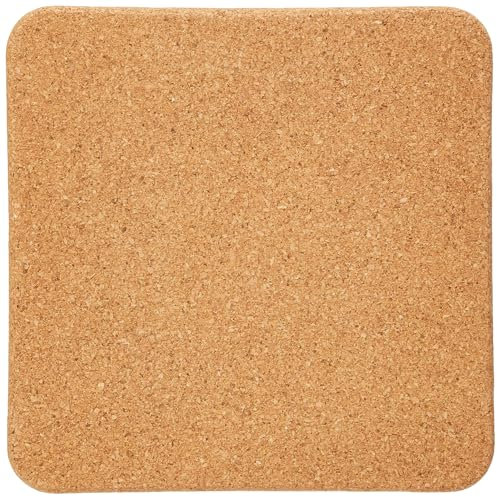 Fackelmann Sottopentola, sottobicchiere, di forma quadrata, materiale in sughero naturale, resistente al calore, per proteggere superfici, lavare a mano, dimensioni 19x19 cm