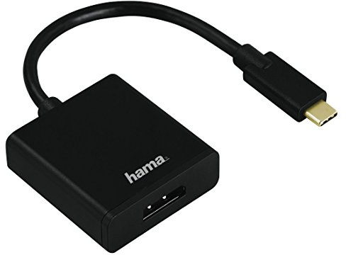 Hama USB-C Adapter auf DisplayPort (Anschluss von Geräten mit USB 3.1 Type-C und Thunderbolt 3 an Display Port 1.2 Monitore/TV/Beamer, Ultra HD, 4k, vergoldeter Stecker) schwarz