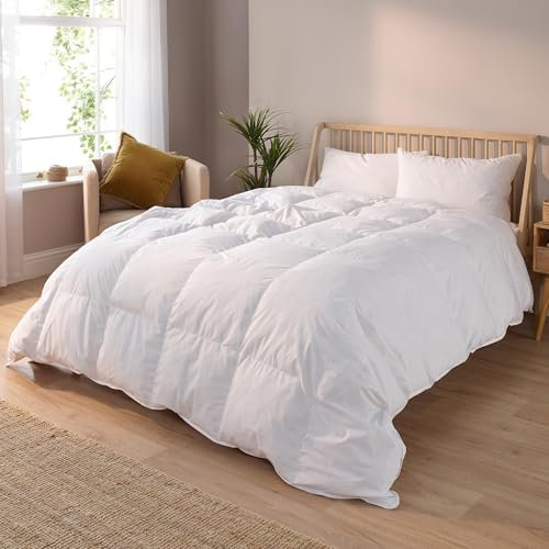 Snuggledown Duck Feather & Down Double Duvet 10.5 Tog - Natural Fill All-Season Quilt with 85% Feather, 15% Down | 230TC Cotton Cover, Box Stitched, UK-Made, Machine Washable (200 x 200cm)