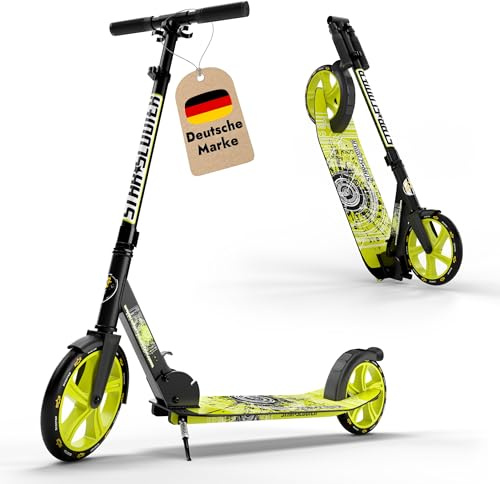 STAR SCOOTER Aluminium Kickscooter Tret City Roller für Jungen, Mädchen ab 6-7 Jahre | Big 205mm Wheel mit XXL Trittbrett für Kinder und Erwachsene