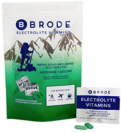 Brode Electrolyte Vitamin - Portable Zero-Sugar Electrolyte Tablets - No Gross Flavor - for Sports, Nightlife, Jetlag, 5 Essential Electrolytes + 9 Vitamins