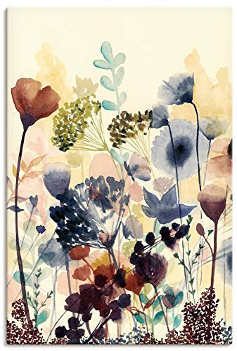 ARTLAND Wanddeko Leinwand Bilder Wandbild 40x60 cm Blumen Botanik Blumenwiese Malerei Blüten Abstrakt Modern T0PT