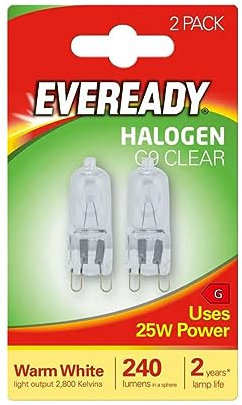 Mains Voltage G9 25W Halogen Capsule Bulb Lamp 2 Pack