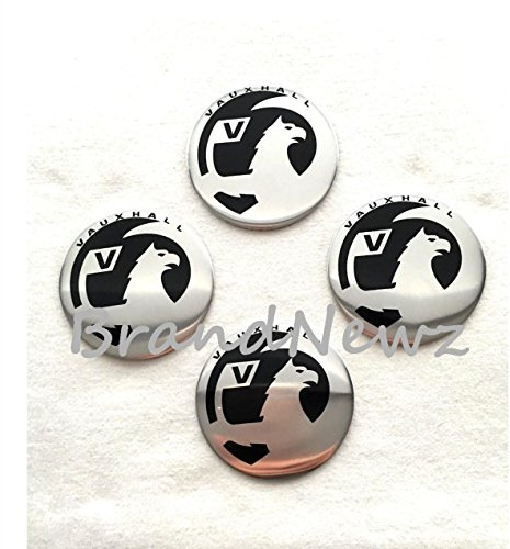VAUXHALL CHROME EMBLEM WHEEL CENTER CAP STICKER LOGO BADGE WHEEL TRIM - 55MM DOME - SET OF 4