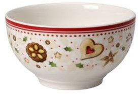Villeroy & Boch Winter Bakery Delight Schale mit Sternschnuppenmotiv, Premium Porzellan, Weiß/Rot