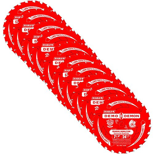 Diablo Demo Demon 7‑¼″ x 24‑Tooth Ultimate Framing & Demolition Saw Blades, 10‑Pack - Lock‑Tooth, Thin Kerf, Long Life - D0724DA