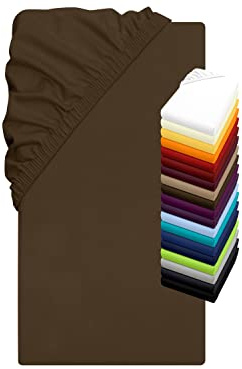npluseins Drap-Housse Extensible en Jersey élasthanne pour Lits à Eau et boxspring - en 19 Couleurs Modernes - Hauteur de Bonnet env. 40 cm - Dimensions env. 180-200 x 200-220 cm, Brun Chocolat