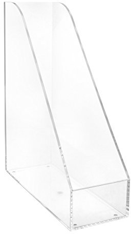 MAUL Stehsammler Acryl A4 (26,1x9,5x30,8cm) | Schreibtisch Organizer für Papier und Zeitschriften bis A4 | Standsicherer Zeitschriftensammler für Büro, Schreibtisch und Regal | Glasklar