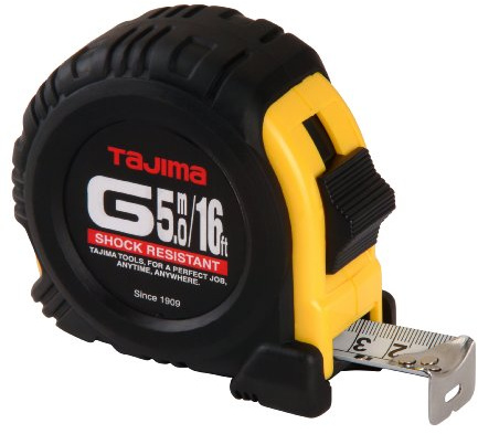 TAJIMA Tape Measure, G-Series Measuring Tape, 16 ft/5 m x 1 inch