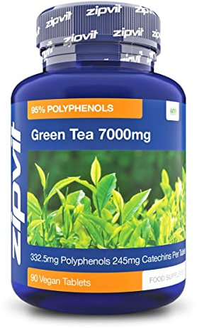 Zipvit Green Tea Extract 7000mg Antioxidant, 95% Polyphenols. 90 Vegan Green Tea Tablets. 3 Months Supply.