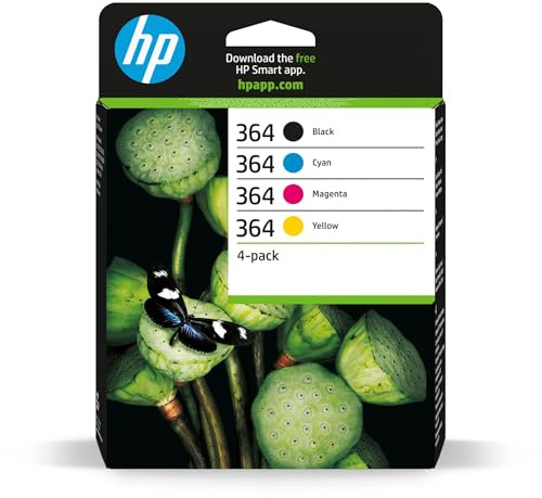 HP 364 (N9J73AE) Multipack Original Druckerpatronen 1xSchwarz, 1xBlau, 1xRot, 1xGelb für HP DeskJet 3070A, 35xx, HP OfficeJet 46xx, HP Photosmart 55xx, 6510, 6520, 75xx, Bxxxx, Cxxxx, D5460 schwarz, Magenta, gelb, cyan
