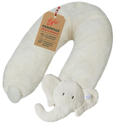 Efie Bio-Stillkissen „Elefant“ – 180 cm Lagerungs- & Schwangerschaftskissen aus 100% Baumwolle | Inlett -geräuscharmen EPS-Mikroperlen | waschbar & handgefertigt in Deutschland