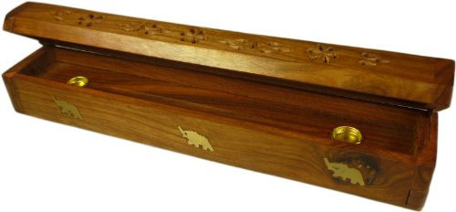 Räucherstäbchenhalter Sheesham Holtz 30cm Holz Räucherkasten mit Aufbewahrungsfach