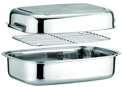 Tescoma Exclusive Bräter mit Deckel, 36 x 24 cm, Silber