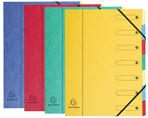 Exacompta – Ref. 5207E – mehrteilige Harmonika-Mappe – 24,5 x 32 cm groß, geeignet für A4-Dokumente, 7 mehrfarbige Tabbed-Abschnitte, Premium-Presspappe-Einband (1 Stück)