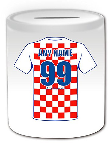 Personalisierbares Geschenk – Kroatien Nationalmannschaft Design Thema, weiß – jeder Name / Nummer auf Ihrem einzigartigen – FC Trikot-Trikot Vatreni die Blazers Peter und Miranda Svaic Kroatian CRO