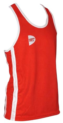 GREEN HILL Elite Canotta da Boxe Canottiera Pugilato Blu Rossa Boxing Vest (XS, Rosso)